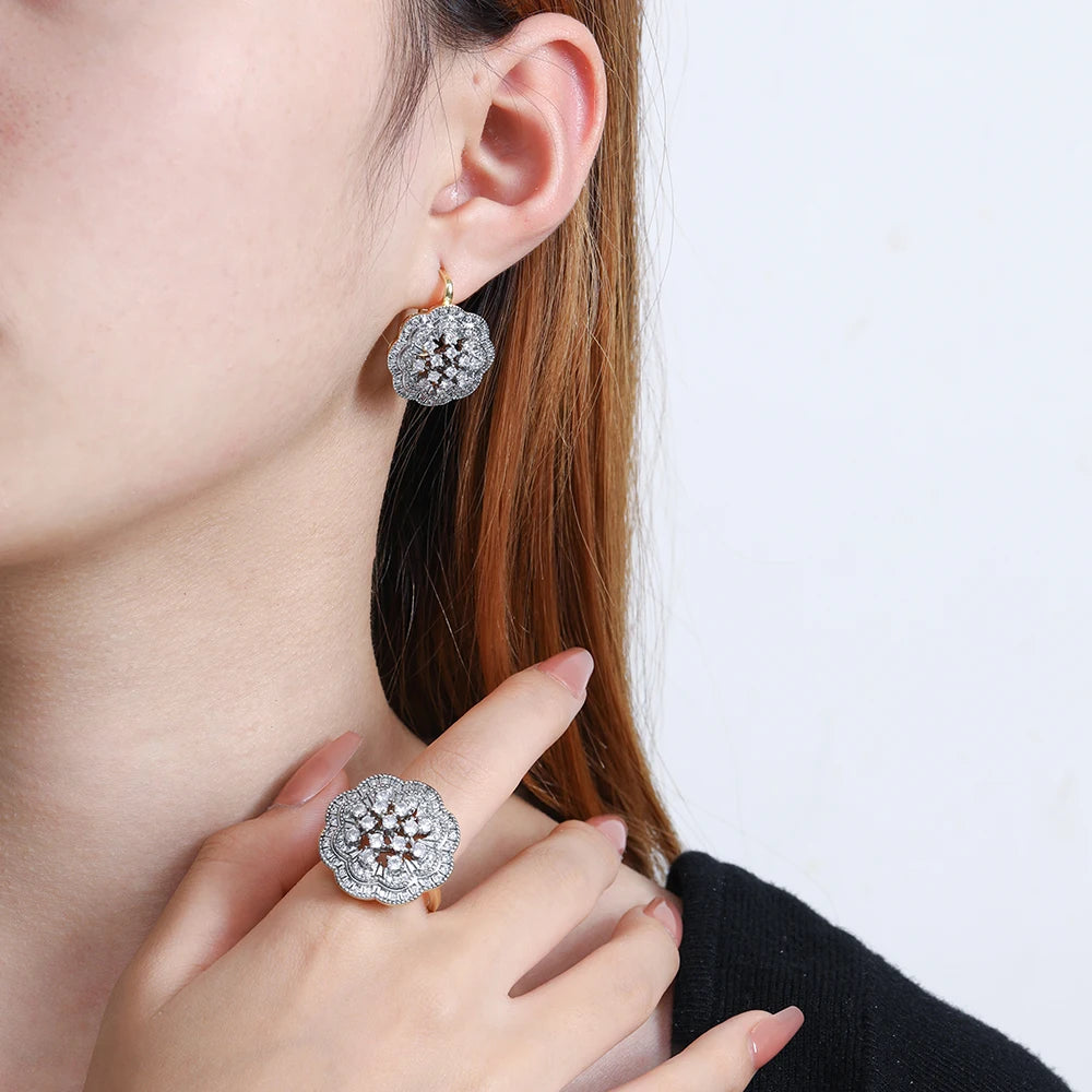 Polygon Inlay Zircon Earrings