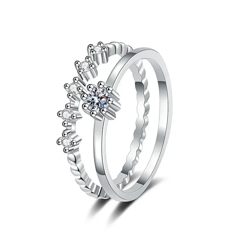 Real Moissanite Wedding Ring Bridal Sets Platinum Plated 925 Sterling Silver Luxury Quality Jewelry Wholesale Ring for Woman
